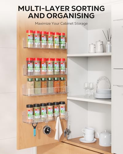Image of Nieifi 3 Tier Spice Organizer Rack for Cabinet, Metal Kitchen Storage Shelf, Space Saving Spice Holder Stand, Multi-Purpose Bathroom & Office Organizer, Durable Black Plate Rack for Countertop