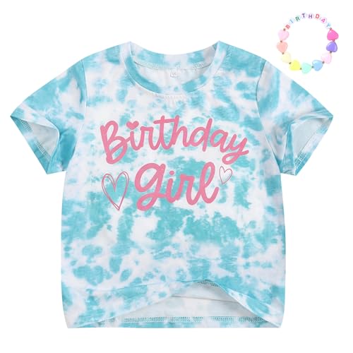 Image of Girls' Birthday Girl Letter Print T-Shirt with Bracelet, Pink, Size 4-12Y, Short Sleeve