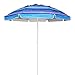 AMMSUN 6.5 ft Heavy Duty Beach Umbrella for Sand with tilt Air Vent Sun Shelter, UV 50+ Protection Outdoor Sunshade Umbrellas and Parasols with Carry Bag for Patio Garden Beach Pool stripe Blue