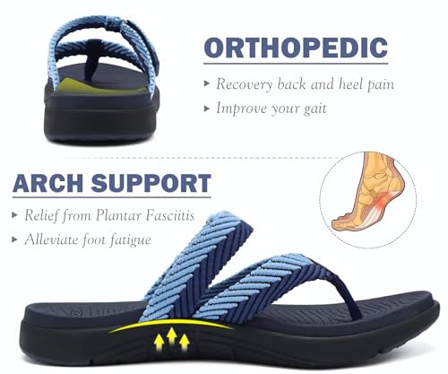 Image of COFACE Womens Trendy Orthotic Flip Flops Lightweight Yoga Mat Thick Cushion Walking Thong Sandals Adjustable Slip On Slippers With Comfortable Plantar Fasciitis Arch Support