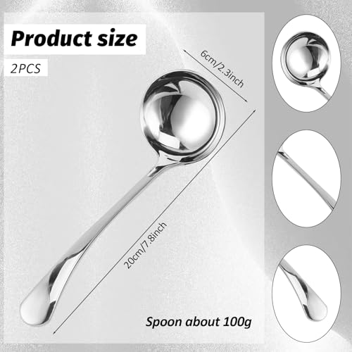 2 Stück Edelstahl Silber Suppenschöpfer, 20 cm Soßenkelle, Suppenkelle, Servierlöffel von Suppen und Eintöpfen, Spülmaschinenfest