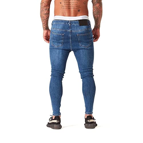 Jeans for Men - Skinny Jeans Stretch Black Ripped Pants Denim - Pantalones De Hombre (30 Blue)3