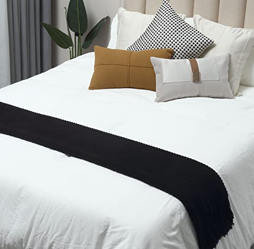 Image of CREVENT Farmhouse Couch Sofa Throw Blanket for Bedroom Living Room Decoration, Soft Warm Cozy Light Weight for Spring Summer Fall (50''X60'' Black)