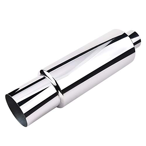 Mota Silencieux Arrière Sport Voiture Chromé Tuning entrée 63mm 2.5 pouces sortie 100mm 4.0 Echappement Accessoire Equipement Inox