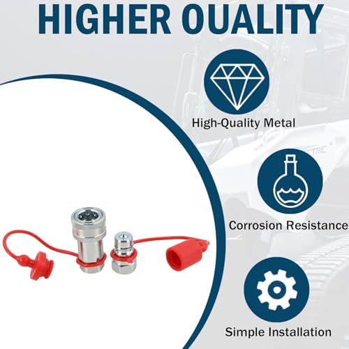 Image of 3 /8 inch NPT Ag Hydraulic Quick Connect Coupler, ISO 5675 Poppet Pioneer Style Tractor Couplers with Dust Caps, Interchangeable with Parker 4000 Series | Safeway S20 Series