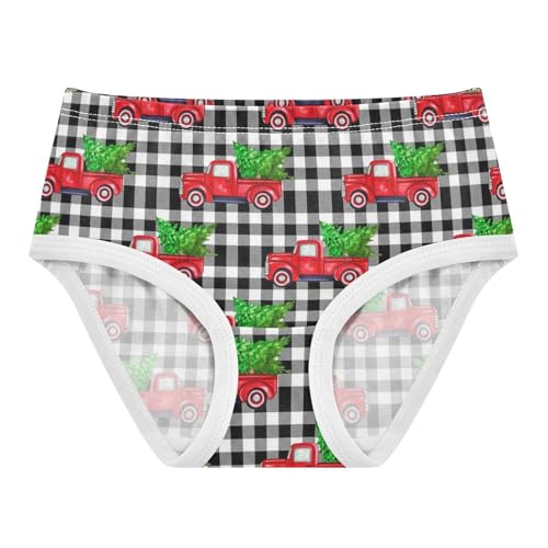 Joisal Cotton Toddler Girls Underwear Red Trucks Christmas Trees Plaid Cute Panties Girl Animals Briefs Girls Undies 2t