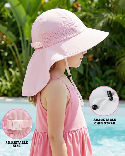 Image of Toddler Baby Sun Hat Kids Summer Beach Essentials Adjustable Beach Hats with Bucket Wide Brim for Boys Girls Age 0-14 Years