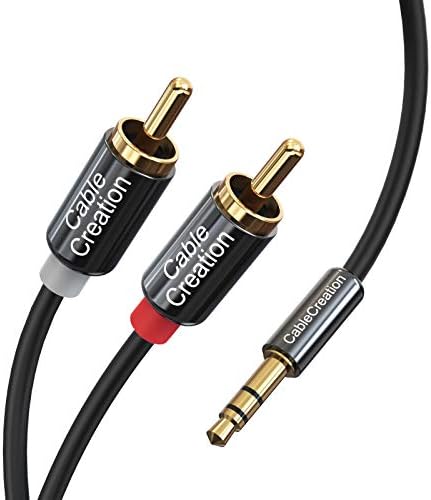 CableCreation 3.5mm to RCA Cable 1.6ft Short, 3.5mm Male to 2RCA Male Stereo Y Splitter RCA Cord Compatible with Echo Dot, Smartphone, MP3, Tablet, Stereo Receiver, Car, Speaker, HDTV ect, 0.48M