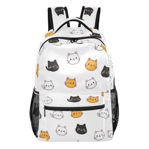 Sac à dos chat blanc mignon pour écolière et adolescents