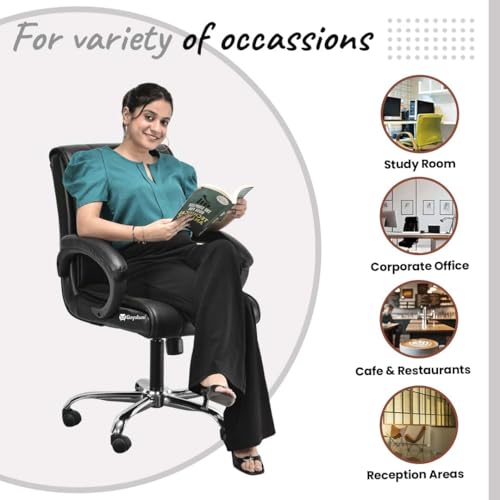 Image of GOYALSON Comfortable Revolving Chair for Director Principal Manager Office with arm Rest with Wheels and Cushioned seat Back (2, Black, Heavy 1)