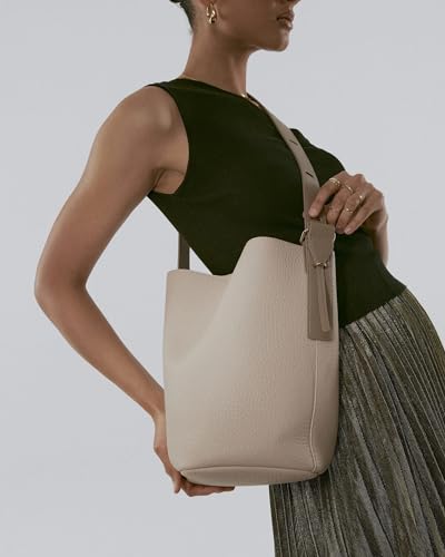 Image of Women's Top Handle Satchel Handbag, Elegant Tote Purse with Detachable Shoulder Strap for Crossbody Wear (Apricot Shoulder Bucket)