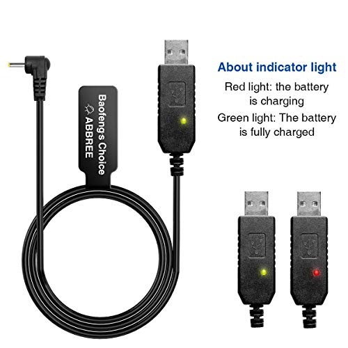 Cable cargador BaoFeng 2.5mm USB con luz indicadora miniatura 3