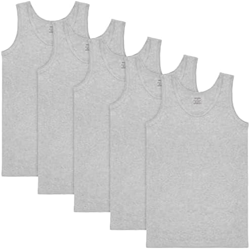 Brubaker Zestaw 5 podkoszulek męski Tank Top Classic z wysokiej jakości bawełny (gładka) bardzo długi bezszwowy