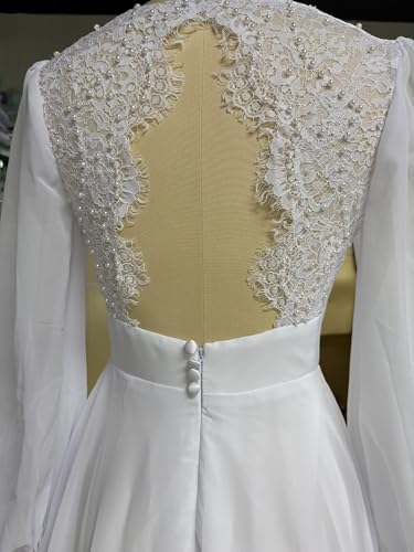 TIANMEI Wedding Dresses for Bride Long Sleeves Chiffon Beach Wedding Dresses for Women Bride3