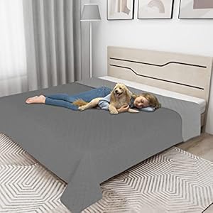Easy-Going-100-Waterproof-Dog-Bed-Cover-Reversible-Leak-Proof-Couch-Cover-Washable-Sofa-Cover-Furniture-Protector-Blanket-for-Pets-Kids-Children-Dog-Cat-52x86-Inch-GrayLight-Gray - Cucciolini Doodles   Easy-Going-100-Waterproof-Dog-Bed-Cover-Reversible-Leak-Proof-Couch-Cover-Washable-Sofa-Cover-Furniture-Protector-Blanket-for-Pets-Kids-Children-Dog-Cat-52x86-Inch-GrayLight-Gray