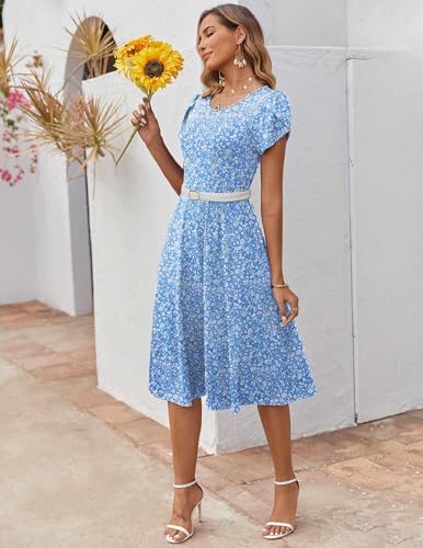Image of ZEAGOO Womens Casual Dresses for Summer Short Sleeve Flare Midi Dress Loose Flowy Beach Sundress