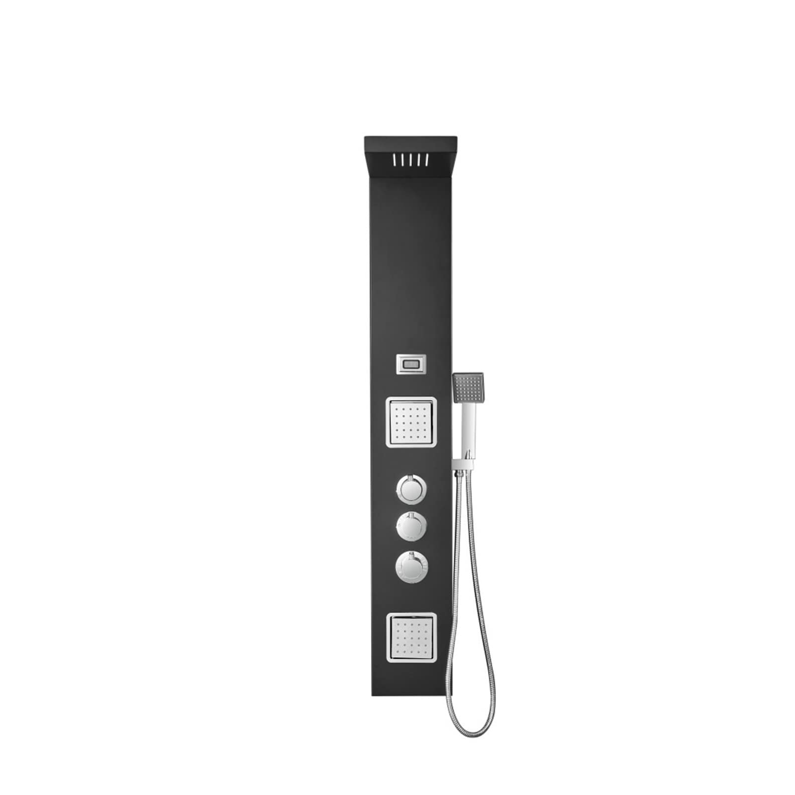 Contrôleur de douche à affichage LED et colonne noire en acier inoxydable
