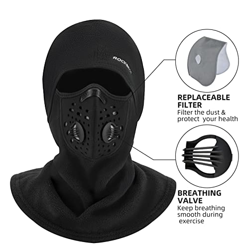 ROCKBROS Máscara de esqui balaclava de inverno para homens Baclava térmica para clima frio, Preto 1,