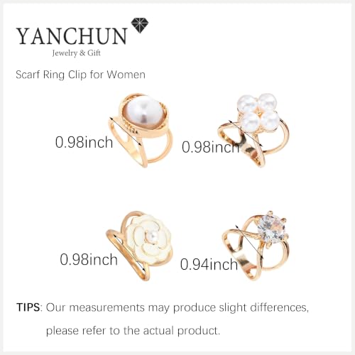 Image of 2 Pcs Scarf Ring Clips for Women Metal Shirt Tightener Cinch Buckle for Silk Scarf Shawl Blouse Sweater T Shirt Clothing Accessories