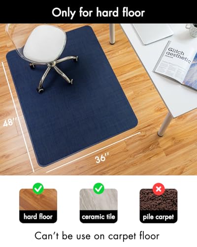 Image of BARoyal Office Chair Mat for Hardwood Floor Under Desk Computer Rolling Chair Mat for Wood /Tile Floor Non-Slip Heavy Duty Desk Rug PVC Plastic Hard Floor Protector 36 inch x 48 inch(Indigo)