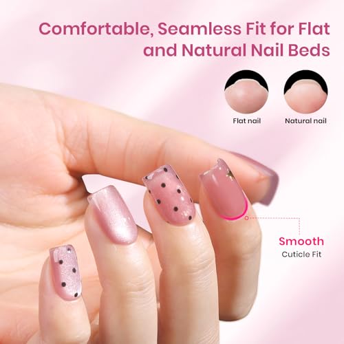 Gelab Cosmetics LLC Beetles Tipex Lite Instant Apex Nail Tips, XS Short Square, 16 Sizes | 00–14, Built-in Apex Acrylic Tips for Flat & Natural Nail Beds, Beginner-Friendly Easy DIY Nail Extensions