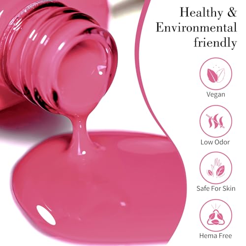 Image of CANNI 9ml Deep Rose Pink Gel Nail Polish, High Gloss UV LED Soak Off Gel