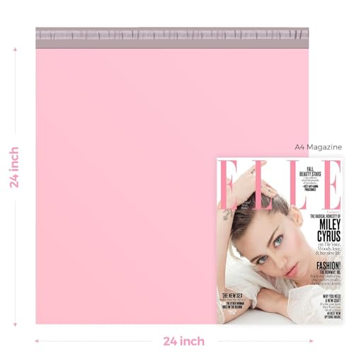 Image of Metronic Poly Mailers 24x24 50 Pack, Extra Large Self Seal Shipping Bags | Strong Adhesive Waterproof Tear-resistant Mailing Envelopes, Packing Bags for Blankets, Clothing, Small Business, Light Pink.