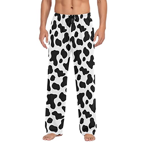 Black White Cow Skin Pajama Pants Cow Print Lounge Sleepwear PJs Men's Pajama Bottoms Casual Sleep Pants XXL