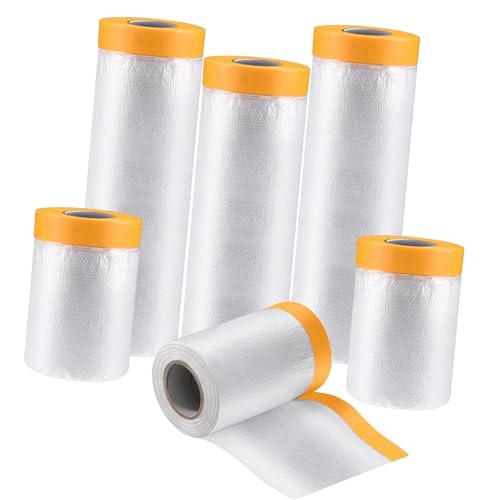 Rollo de película enmascaramiento autoestecia para protección pintura rápida, cubierta polvo plástico muebles, pisos, paredes, gabinetes y automóviles durante proyectos renovación 2 Rolls 2mx20m