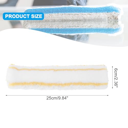 Image of MECCANIXITY Microfiber Scrubber Replacement Head 9.84 Inch for Window Glass Marble Wall Home Bathroom, Yellow /White