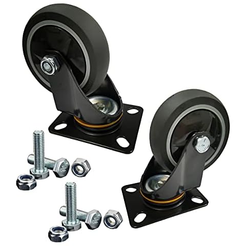 NS 2 x Wheels Heavy Duty Castors Rubber Swivel Castor Wheel Trolley Furniture Caster + Free Fitting (4 Inches) Cover