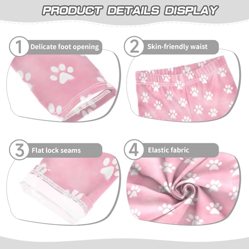 senya Girls Printed Leggings Yoga Pants Dog Claw with Pink Watercolor Background Pattern for Kids in 4t to 10 Years, 4T3