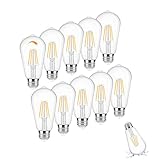 MEXITRAIN Bombillas LED Edison Vintage ST58 Regulables - Equivalente 60W, 6W, 800LM, Luz Cálida 2700K, Vidrio Transparente, Base E26, Paq. de 10 para Hogar/Oficina