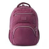 TOTTO - Mochila para Ordenador Portátil 14 Pulgadas, Modelo Tracer 4, Mochila Eco-Friendly, 3 Compartimentos, Cremallera con Argolla para Candado, 2 Bolsillos para Botella, Color Malaga/Hushed Violet
