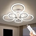 SEABLE Modern LED Ceiling Light,Dimmable 3 Colors 6 Rings Flush Mount Ceiling Light Fixture,3000K-6500K 81W White Close to Ceiling Light with Remote for Living Room,Bedroom,Laundry Room