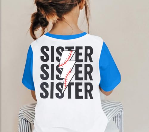 Image of FRYAID Toddler Baseball Sister Shirt Baby Girl Baseball Outfit Big Sister Shirt Birthday Girl T-Shirt Summer Cotton Tee Top