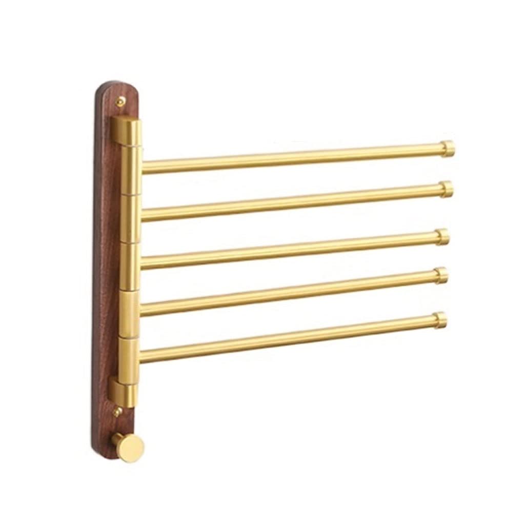 Bathroom Towel Holder Swing Towel Holder Bathroom Swivel Bar Wall Mounted Rotating Rack Space Aluminum 2/3/4/5Bar Shelf Compact Bathroom Storage(5 Bars)