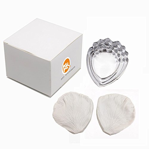 Ak Art Kitchenware Peony Decoration Tool Gum Paste Veiner Stainless Steel Fondant Cutter Set Silicone Veining Mold Sugarpaste Making Tool A327&Vm059 #TOP6