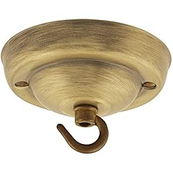 Floron Ventilador Techo ElekTek Rosetón de techo 108 mm de diámetro con gancho, acabados metálicos con recubrimiento en polvo de colores para instalaciones de lámparas y candelabros colgantes Latón Envejecido