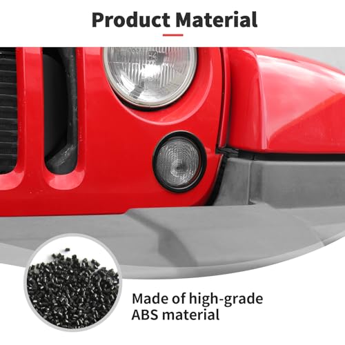 Image of JWWY Front Bumper Grill Insert Turn Signal Light Cover Trim Compatible with 2007-2017 Jeep Wrangler JK Exterior Accessories ABS 2PCS Black