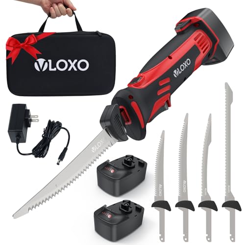 Image of VLOXO Electric Fillet Knife, Cordless Fillet Knife with 4 Stainless Steel Blades Safety Lock Non-Slip Grip Handle Storage Case Rechargeable Electric Knives for Filleting, Meat, Bread, Turkey