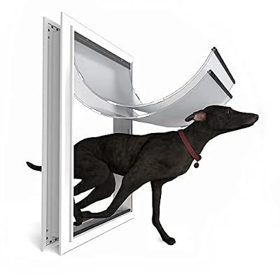 URSPET XL Dog Door for Exterior Doors: Heavy Duty Aluminum Doggie Door, Extreme Weather Doggy Door, Giant Dog Door for Large and Extra Large Dogs Up to 220 lbs, Dual Flap Insulated Dog Door, Lockable