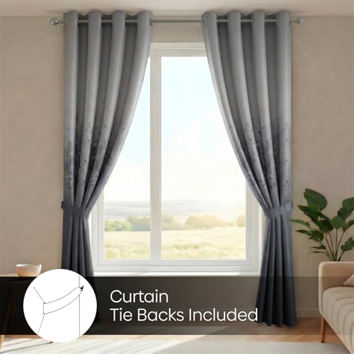 Image of haus & kinder Blackout Door Curtains 7 Feet Long Pack of 2 Door Curtains, 7 Feet Curtains for Door, 80% Room Darkening (Ash, 114x213 CM)