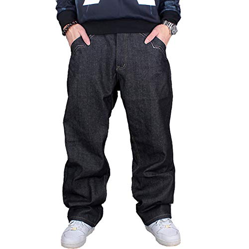 Ruiatoo Menâ€™s Baggy Jeans Classic Plain Loose Hip Hop Pants Dance Black Jeans Denim 40
