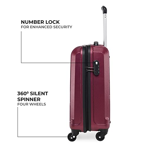 Image of Stony Brook By Nasher Miles Storm 55 Cm Hard-Sided Polycarbonate Cabin 360 Degree Trolley Bag (Wine Red 20 Inch)