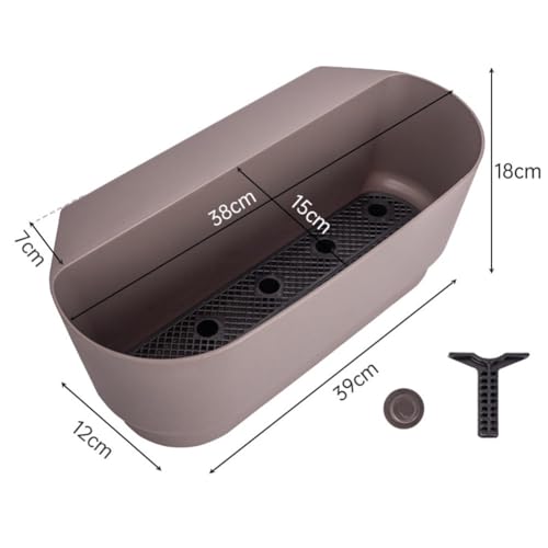 Pot de fleurs suspendu marron en plastique pour balustrade