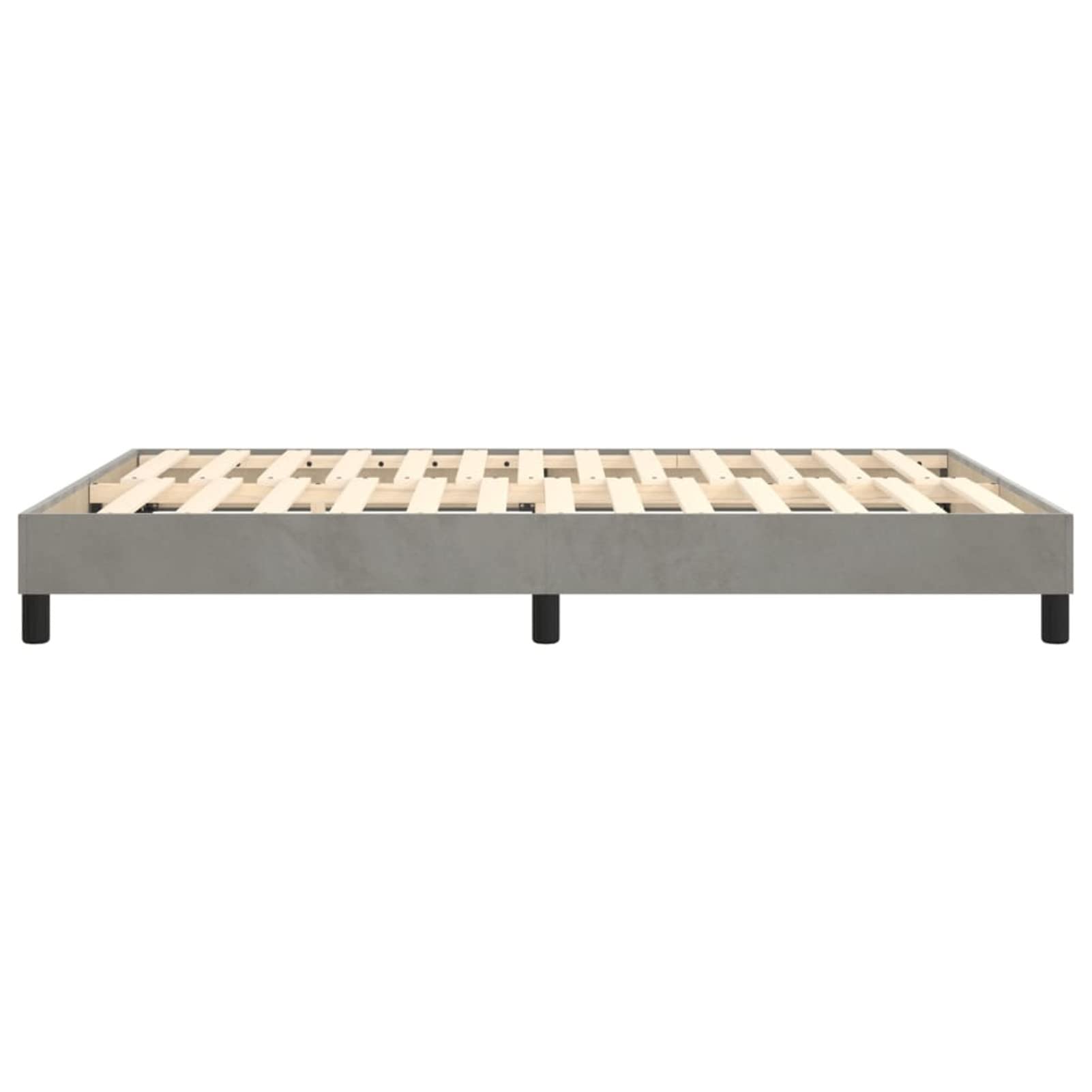 Tidyard Marco de cama con somier tapizado marco de cama para adultos dormitorio marco de cama aterciopelado, lamas de madera contrachapada gris claro 140 x 190 cm