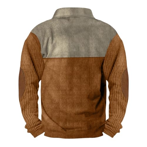 RTRDE Men's Long Sleeve Henley Sweatshirt Corduroy Pullover Sweatshirt Thermal Slim Fit Button Sweatshirts Casual, S-3XL2