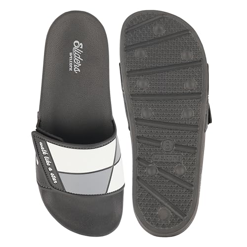 Image of WELCOME Soft Men's Slippers /Sliders with Cushion FootBed for Adult | Comfortable & Light Weight | Stylish & Anti-Skid | Waterproof & Regular Flip Flops for Gents /Boys