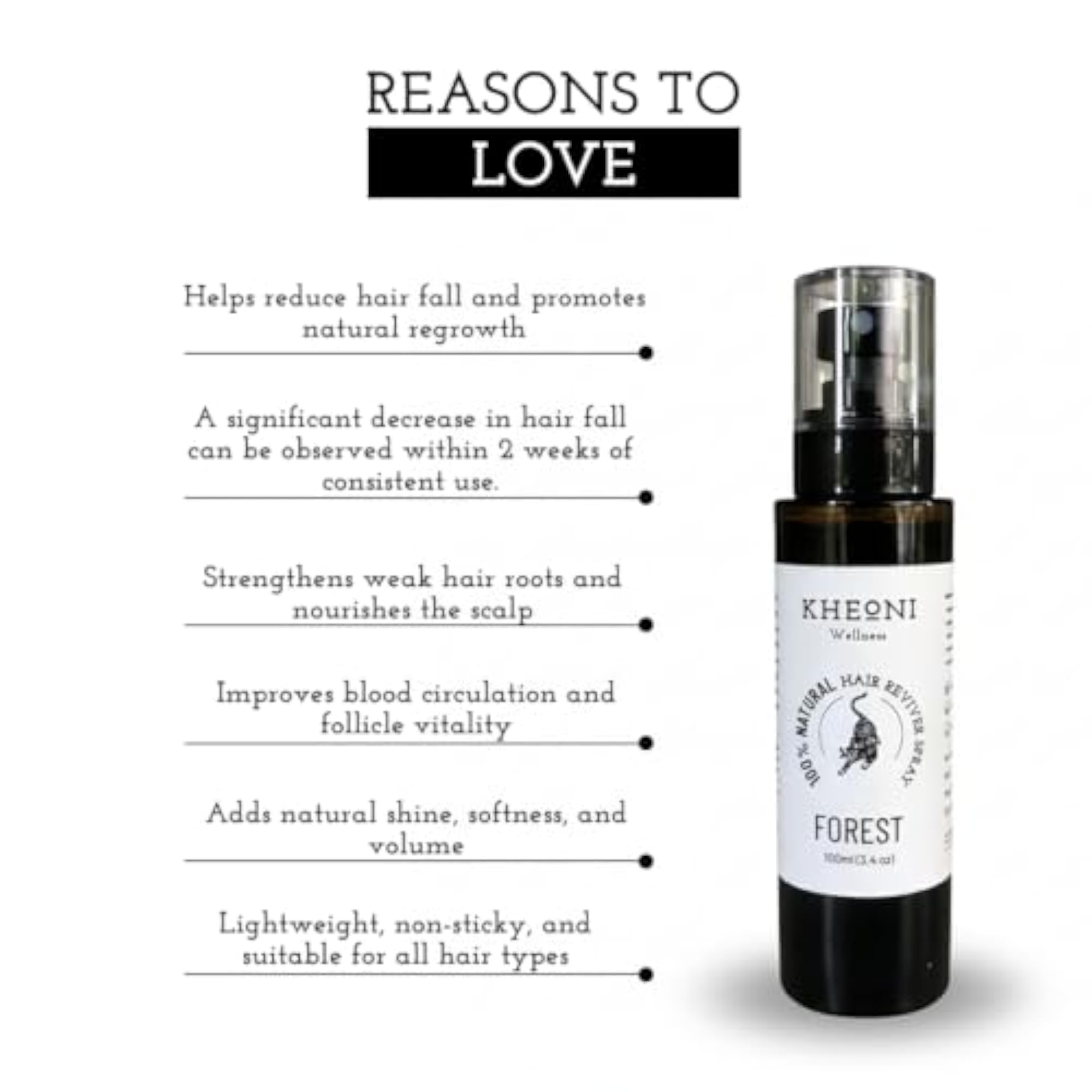 100% Natural Hair Reviver Spray for All Hair Types, 100ml